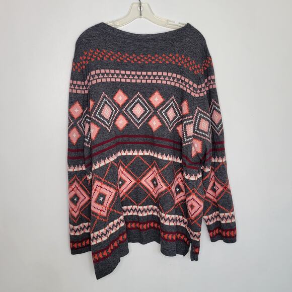 Talbots Woman Lambswool Sweater Geometric Gray Fall Plus Women 3X - Picture 7 of 10